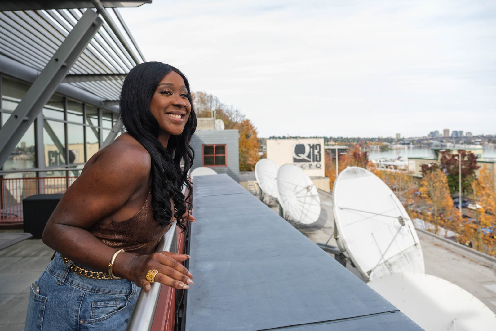 Besa on a Seattle rooftop at a shoot